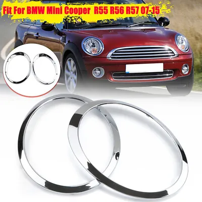 2x Chrome Headlight Trim Ring Bezel Cover Fit For Mini Cooper R55 R56 2007~2015 • $26.99