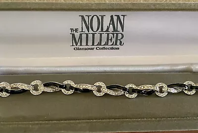 Nolan Miller Bracelet - Glamour Collection - Black Enamal & Rhinestone (?) - Nos • $49.99