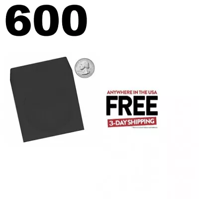 600 Black Mini Paper CD Sleeves With Window & Flap ** 1-3 DAY • $18.65