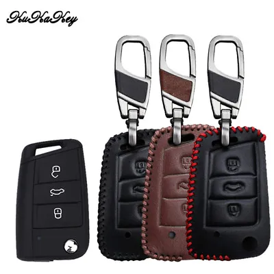 Keychain Car Key Fob Shell Case Key Cover Holder For Seat VW Jetta Golf Leather • $9.44