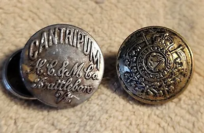 Vintage Metal Military Uniform Button CANTRIPUM Brattleboro + FIFTH ROYAL IRISH • $12.25
