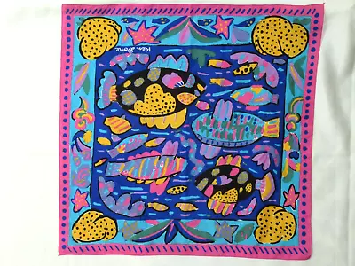 Ken Done 1985 Scarf Made In Japan Colorful Tropical Fish 24  Square • £19.29