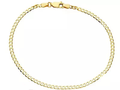 SOLID 9K YELLOW GOLD THIN 2.5mm CUBAN CURB GOURMETTE BRACELET LENGTH 8.3  • $180