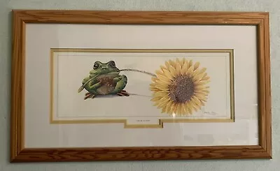 £35 • Buy 'FROG FLORA' Glazed Wooden Framed Print By Warwick Higgs Signed Size 28cm X 49cm