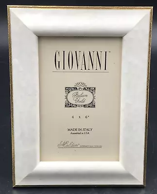 Vintage Giovanni Italian Gold Edge 4 X6  White Marble Painted Wood Photo Frame • $9.99