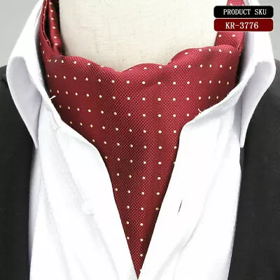 Men Ascot Neck Ties Vintage Jacquard Silk Paisley Polka Scarves Cravat Gentleman • £7.99