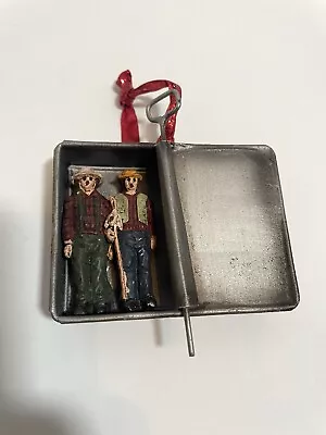 VINTAGE OLD MIDWEST OF CANNON FALLS Christmas Ornament Fisherman Sardine Tin Can • $5