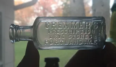CREAMER'S PRESCRIPTION DRUG STORES PORTLANDMAINE 1890s PHARMACY DRUGGIST BOTTLE • $23