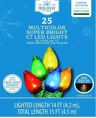 Holiday Time 25-Count Multicolor Super Bright LED C7 Christmas Lights • $12.91