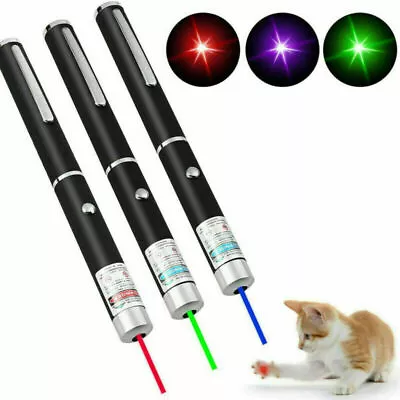 PACK OF 3 Laser Pointer Blue Green Red 1MW Brand NEW Cat Toy Beam Powerful Pen • £6.99