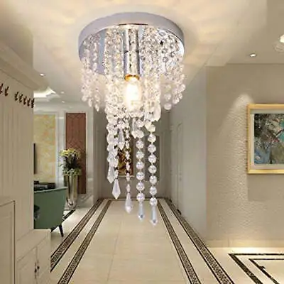 K9 LED Crystal Ceiling Light Pendant Light Bedroom Living Room Chandelier 35cm • £13.70