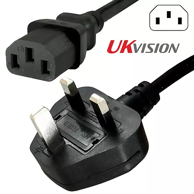 Uk 3pin 13a Kettle Lead 1.5m Mains Computer Power Cable Pc Monitor Lcd Tv Lead • £5.85