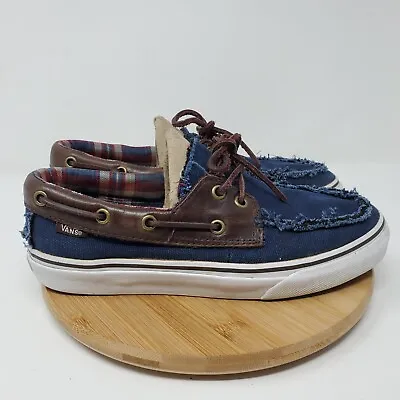 Vans Womens 8 Shoes Zapato Del Barco Blue Brown Slip On Boat Shoes Mens 6.5 • $27.99