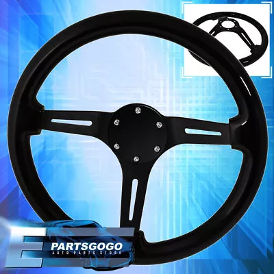 345mm Deep Dish Steering Wheel Black Center Black Wood + Horn Button Delete • $64.99