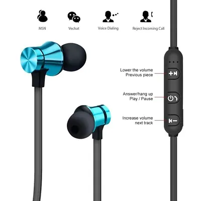 Magnetic Sports Bluetooth 5.0 Wireless Neckband Earphones Headphones Headset Uk • £3.57