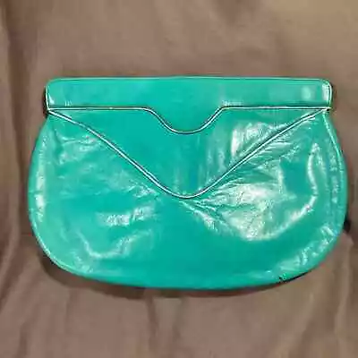 Vintage Charles Jourdan Paris Made In France Turquoise Clutch 80's • $49