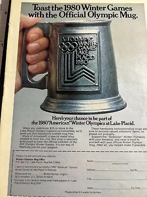 1979 Print Ad Of 1980 Official Olympic Mug  The Year U.S. Beat Russia In Hockey • $7.95