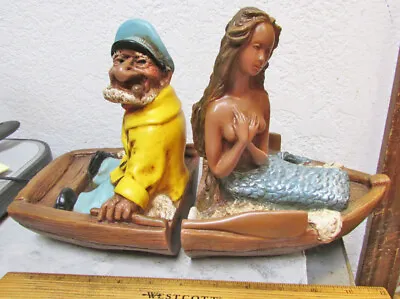 RARE Vintage Universal Statuary Corp 1979 Mermaid & Sailor Bookend Set #661 • $199.99