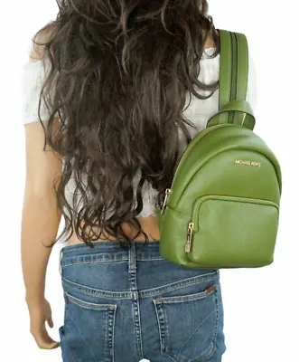 Michael Kors Erin Small Convertible Pebbled Leather Backpack Green • $149.80