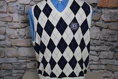 RALPH LAUREN POLO GOLF Argyle Sweater Vest Blue White All Cotton US OPEN XXL • $25.99