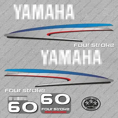 Yamaha 60HP Four Stroke Outboard Engine Decals Sticker Set Reproduction 60 HP • $76.64