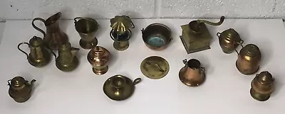 15pc Lot Vintage Brass Copper Miniature Dollhouse Lantern Teapot Coffee Grinder • $26.95