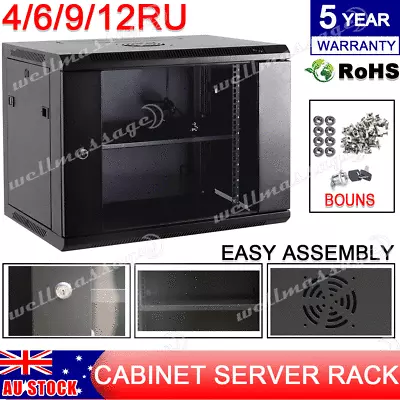 6RU 9RU 12RU 19  In Wall Mount Cabinet Server Rack Data Network Comms 450mm Deep • $135.99