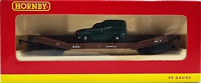 Hornby R6399 Lowmac ES Wagon B904567 In BR Brown With Green Morris Van Load • £14.99