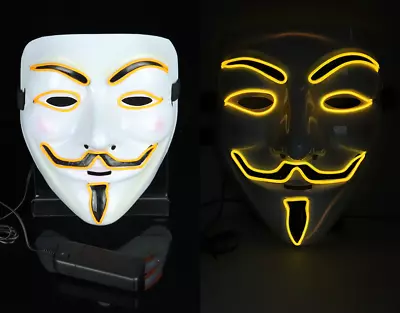 3 Modes V For Vendetta LED Mask Cosplay Halloween Purge Neon Stitches Costume • $14.49