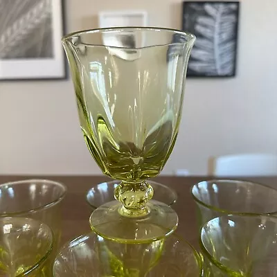 Vintage Canterbury Citron Water Goblet/Wine Glass Set Of 7 • $32