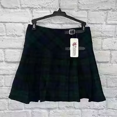 Tartanista Womens Wool Tartan Plaid Skirt Size XS 26 Navy Blue Green Kilt New • $29.96