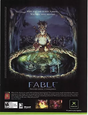 2004 Fable RPG Video Game Lionhead Studios Microsoft Xbox Retro Print Ad/Poster • $15.90