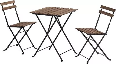 3-Piece Acacia Wood Patio Bistro Set With Folding Table And Chairs • $91.87