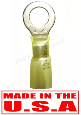 3M Yellow Heat Shrink Ring Terminals Marine Wire Connectors 12-10 AWG 5/16  Stud • $9.25