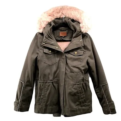 UGG Field Jacket Womens M Green Pink Winter Parka Utility Sherpa Lined Hooded • $55.99