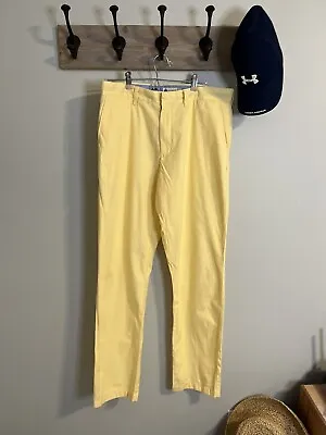 J Crew Mens Canary Yellow Pants Excellent Condition Chino Slacks • $27.99