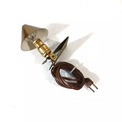 Vintage Clamp-on Clip Reading Lamp Light Headboard Gold Tone Metal W/bulb • $34