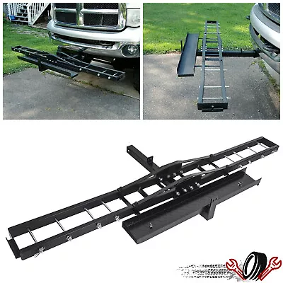 Steel Motorcycle Scooter DirtBike Carrier Hauler Hitch Mount Rack Ramp Anti Tilt • $80.69