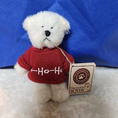 Boyds Bear Collection Mini Message Ho Ho Ho Red White 4  Plush New W/ Tag • $26.99