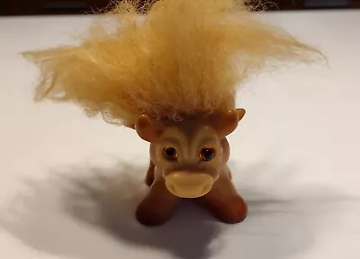 Vintage 1960s Dam Things 3  Cow Troll W/ Pale Orange Hair • $90