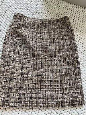 Vintage Chanel Tweed Skirt  Beige Black Silver 40 • £154.07