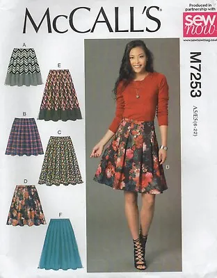McCalls Sewing Pattern 7253 Pleated Skirts With/out Waistband Size 6-22 New • £9.45