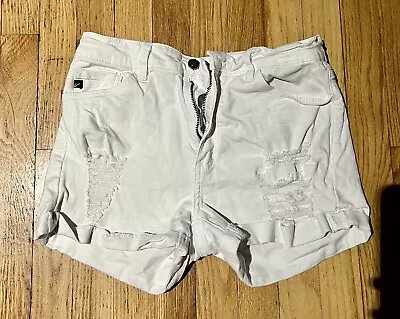 RANCAN Women’s Distressed Cuffed White Jean Shorts Torn Size 9 • $10