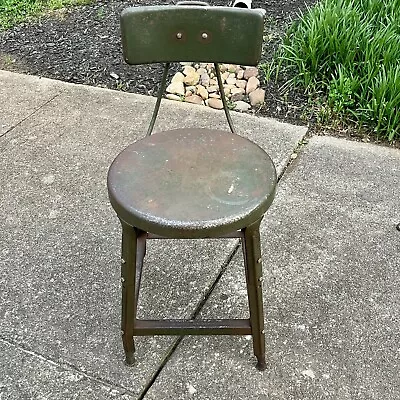 VTG MCM Industrial HALLOWELL Metal 28  Stool Chair Work Drafting • $40