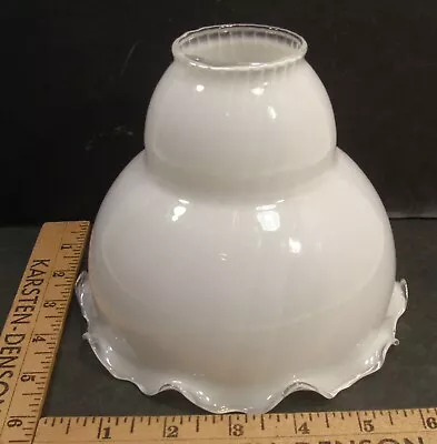 Antique Vintage Blown Glass Pendant Lamp Shade Swirl Pattern Opaque White • $19.99