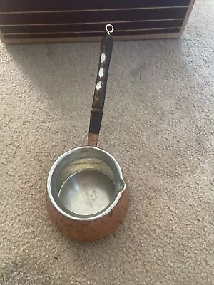 Copper Bull Coffe Pot With Mother Of Pearl Inlay Handle Great Vintage Piece • $16.99