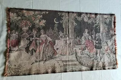 Beautiful Vintage Tapestry Made In Belgium 35 X 19 Dancing Gathering  • $21