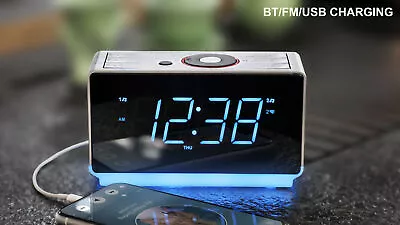 Digital Alarm Clock FM Radio Bedside Night Light Dual Alarm USB Charge Bluetooth • $40.47