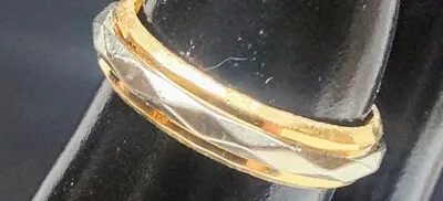 Vintage Textured  Ring 14k Eg Art Carved A Multi-Tone Gold 4 Grams Size 7 • $350