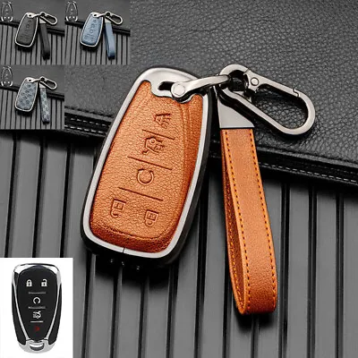 For Chevy Cruze Malibu Equinox Camaro Trax Alloy Leather Car Key Fob Case Cover • $24.99